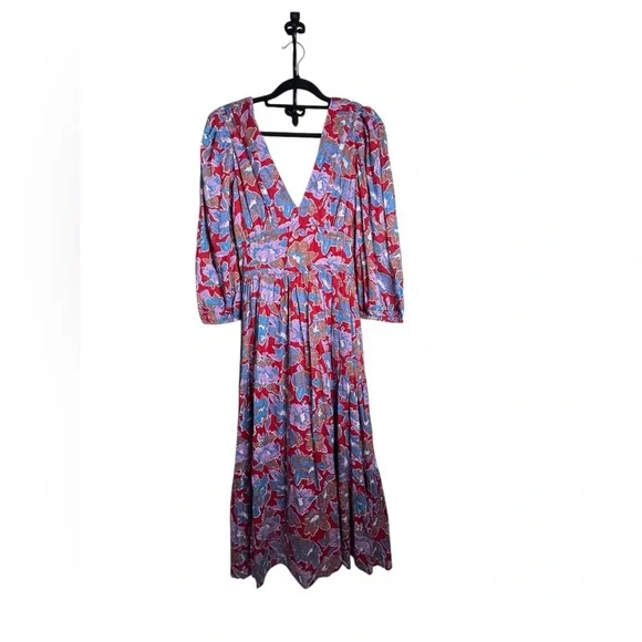 Caroline Constas Red and Blue Floral Long Sleeve Dress - Picture 4 of 8